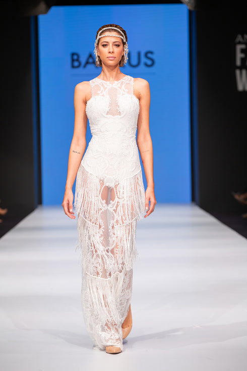 BEAD FRINGED INLAID AFTER DRESS - Barrus London